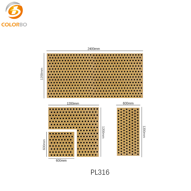 Декоративная деревянная перфорированная акустическая стеновая панель для звукопоглощения